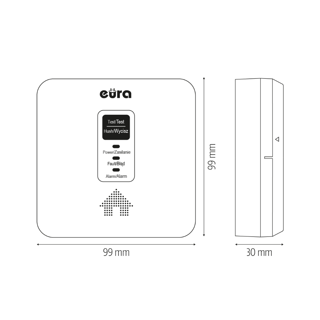 Anglies monoksido ir dujų detektorius Eura CGD-50A2