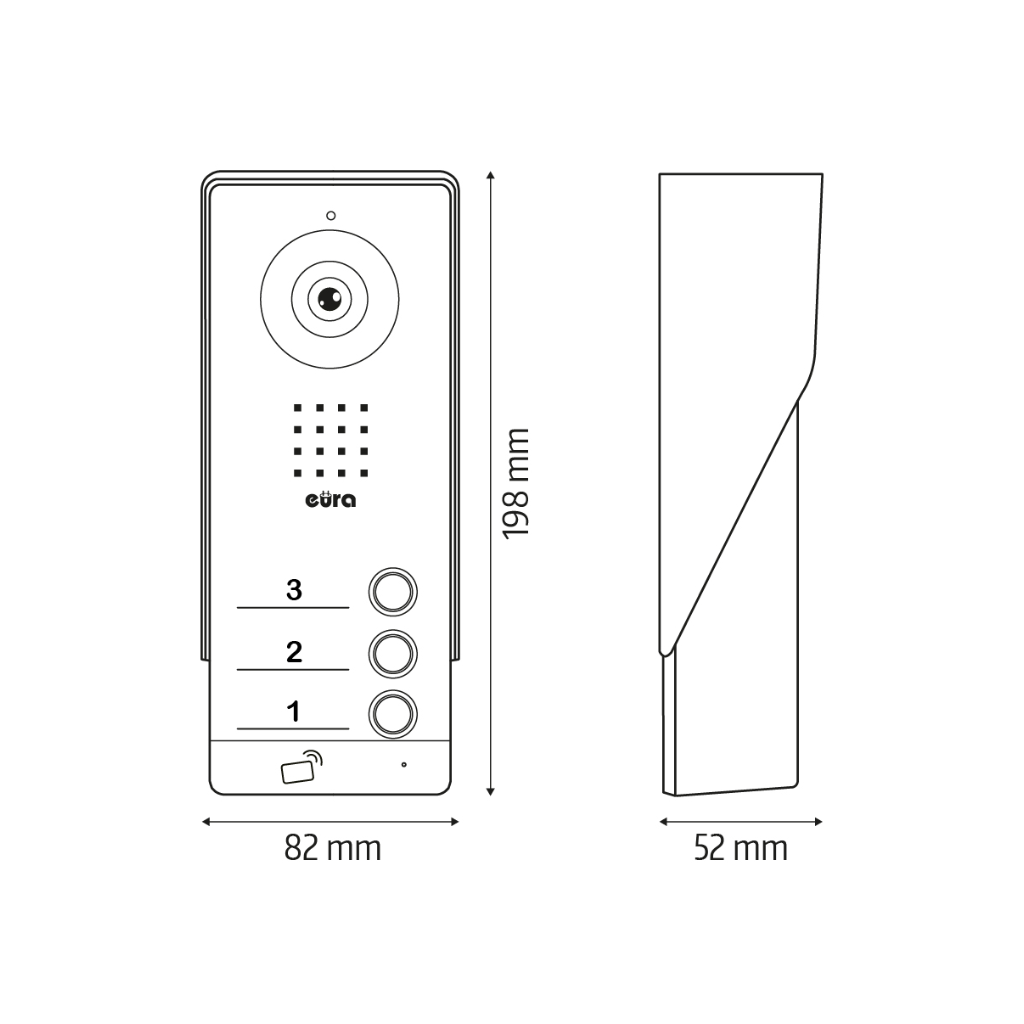Išorinė domofono kasetė Eura VDA-93A3