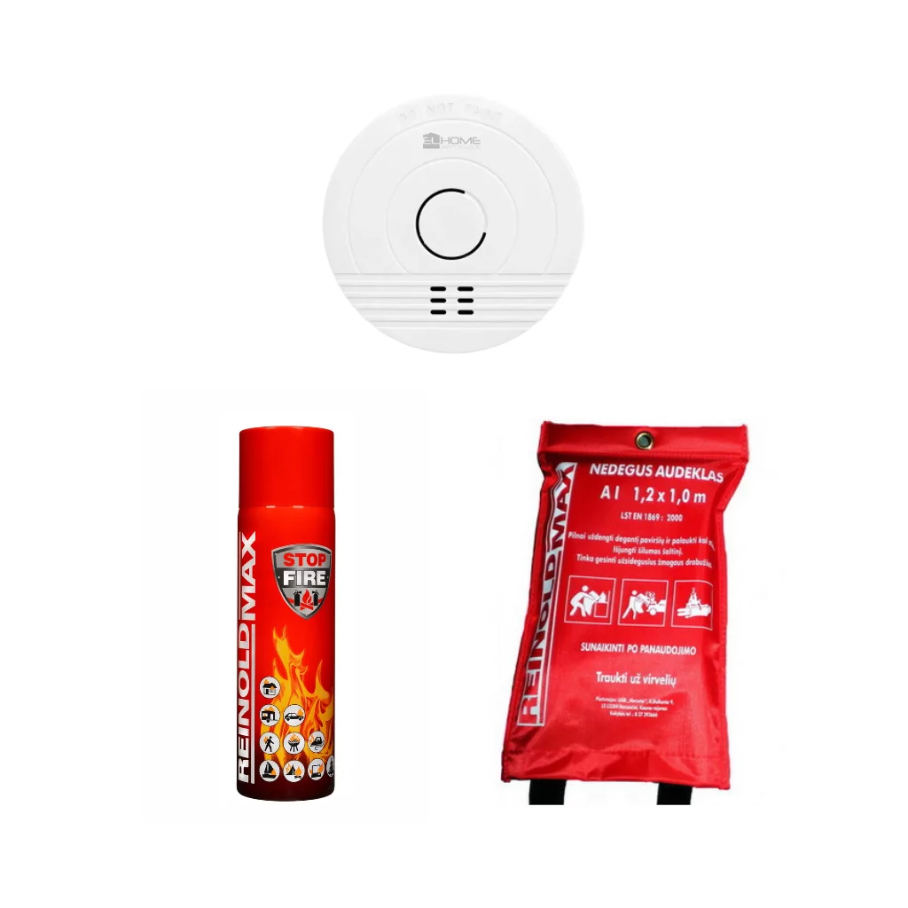 Dūmų detektoriaus, gesintuvo ir nedagaus audeklo rinkinys EUR-05
