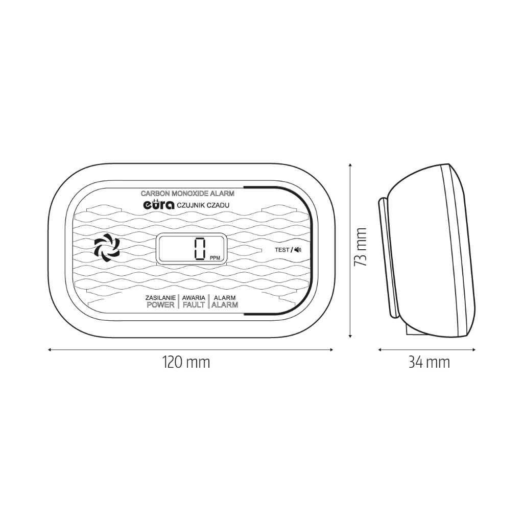 Anglies monoksido detektorius Eura CD-72A2v4300/B