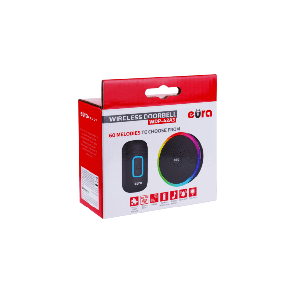 Bevielis durų skambutis Eura WDP-42A3 Black