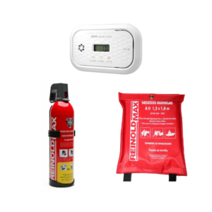 Smalkių detektoriaus, gesintuvo ir nedegaus audeklo rinkinys EUR-12