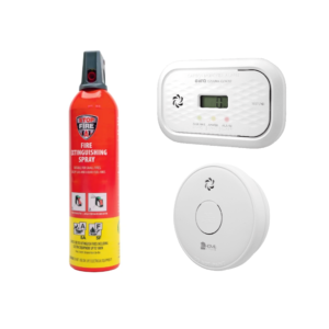 Smalkių ir dūmų detektorių bei gesintuvo rinkinys EUR-17