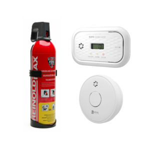 Smalkių ir dūmų detektorių bei gesintuvo rinkinys EUR-17