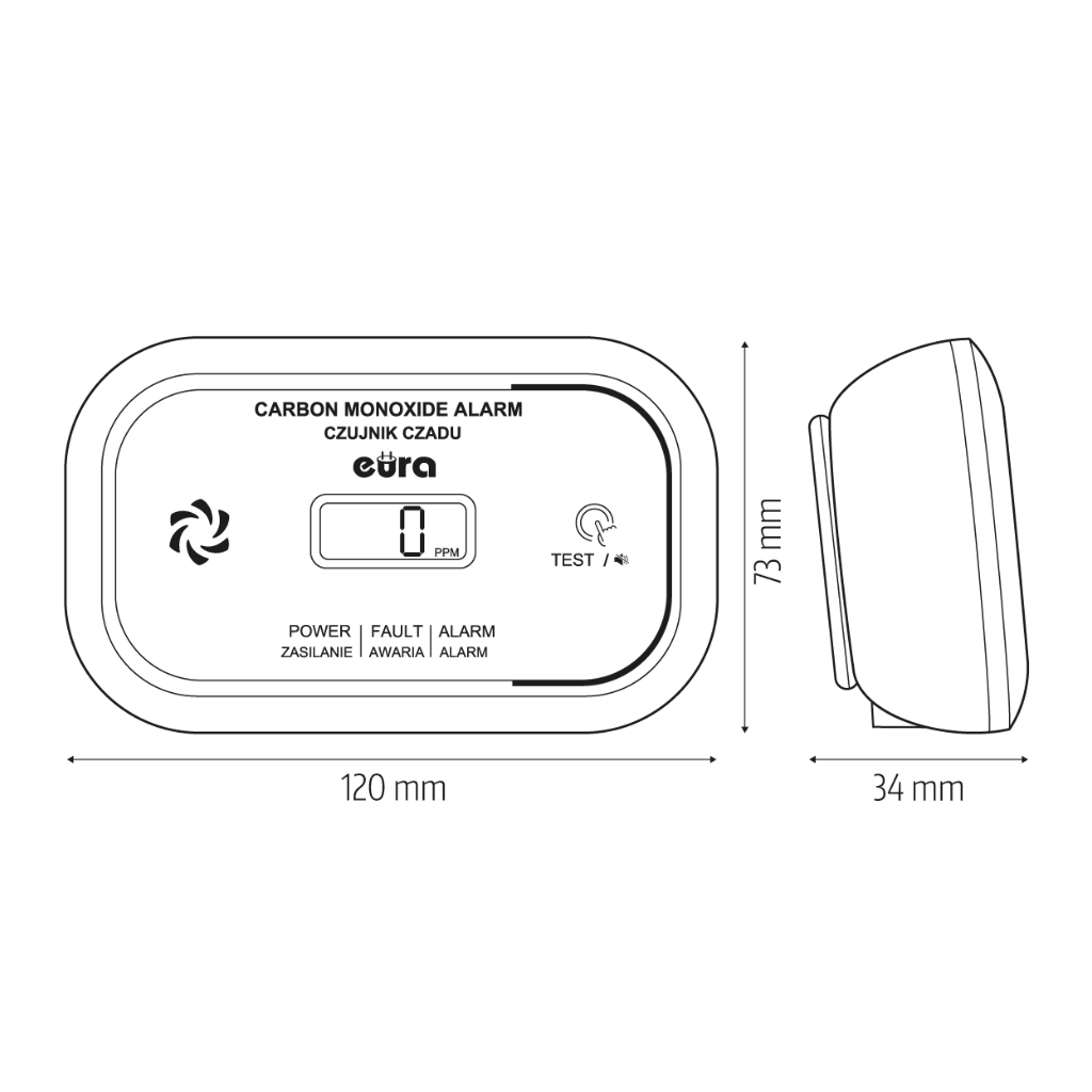 Anglies monoksido detektorius Eura CD-71A2v6300/B